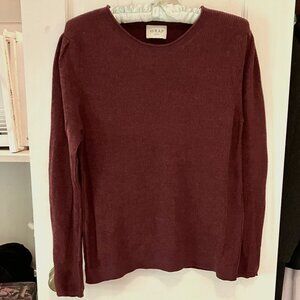 Wrap London Marino Wool/Organic Cotton Maroon Sweater, size 6
